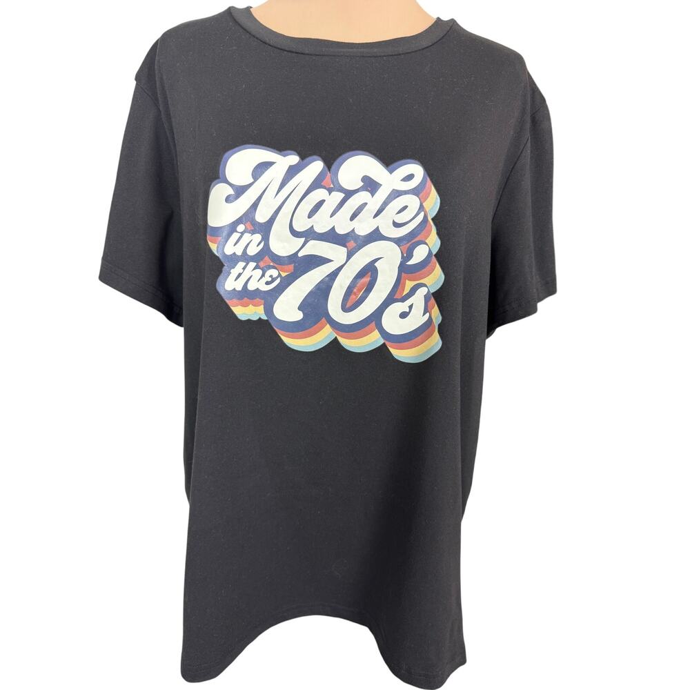 Perout Curve “Made in the 70’s” Retro Graphic Tee Womens OXL Black T-Shirt
